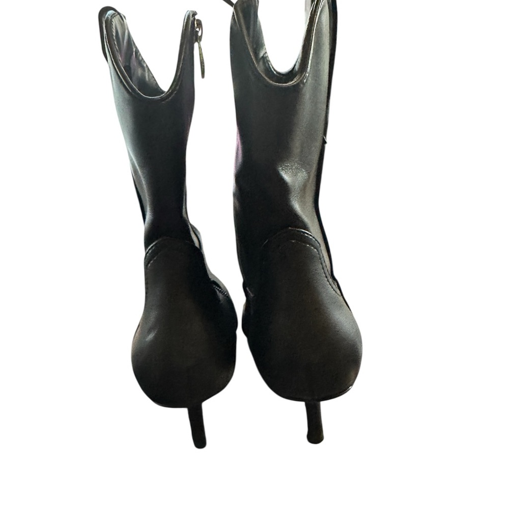 NEW Steven New York Bana Black Faux Leather Black Western Stiletto Bootie 7.5 - Picture 4 of 5